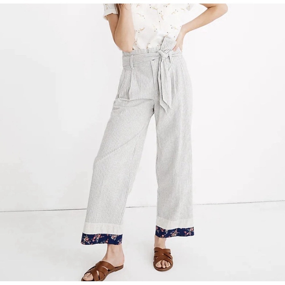 MADEWELL x THE NEW DENIM PROJECT Patchwork Paperbag Pants Stripe Size‎ 12